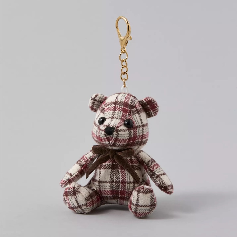 AE Plaid Teddy Bear Keychain Bag Charm